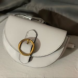 White leather belt bag